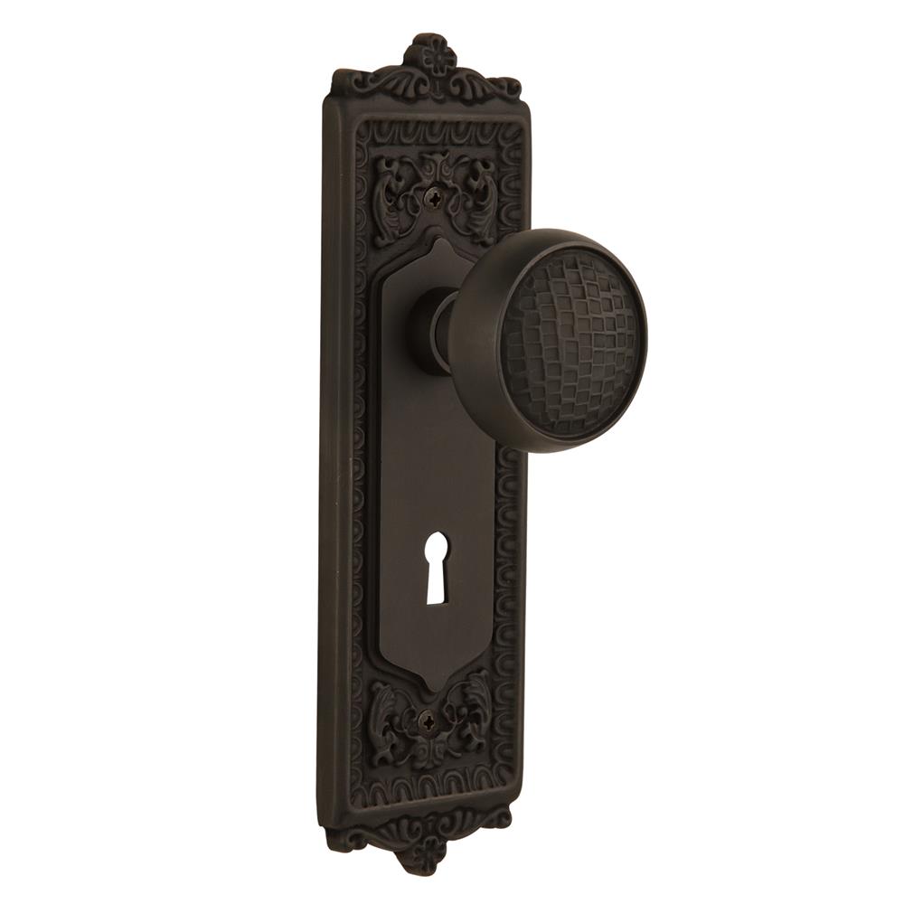 Nostalgic Warehouse EADCRA Passage Knob Egg and Dart Plate with Craftsman Knob and Keyhole in Oil